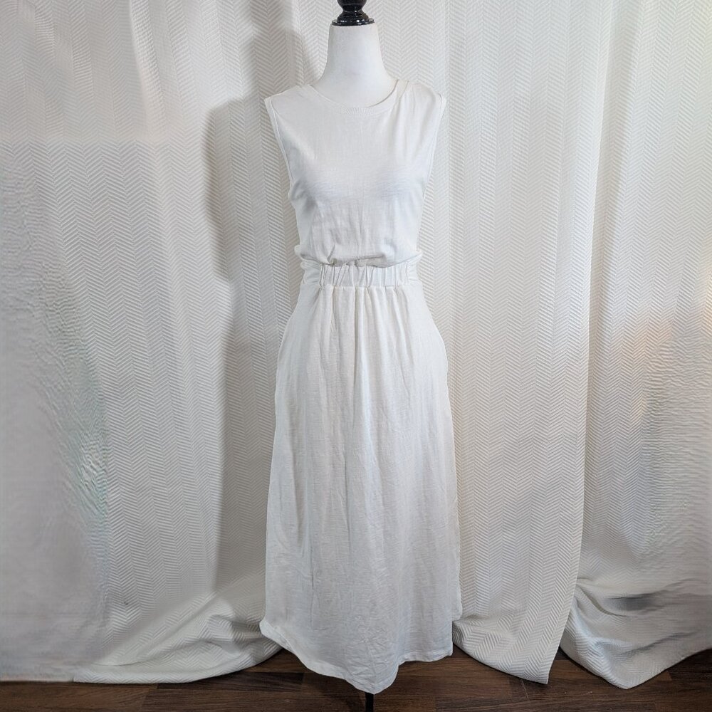SLY White Cotton Maxi Dress Size 2 S Back Cutout Twist Detail Japanese Fashion